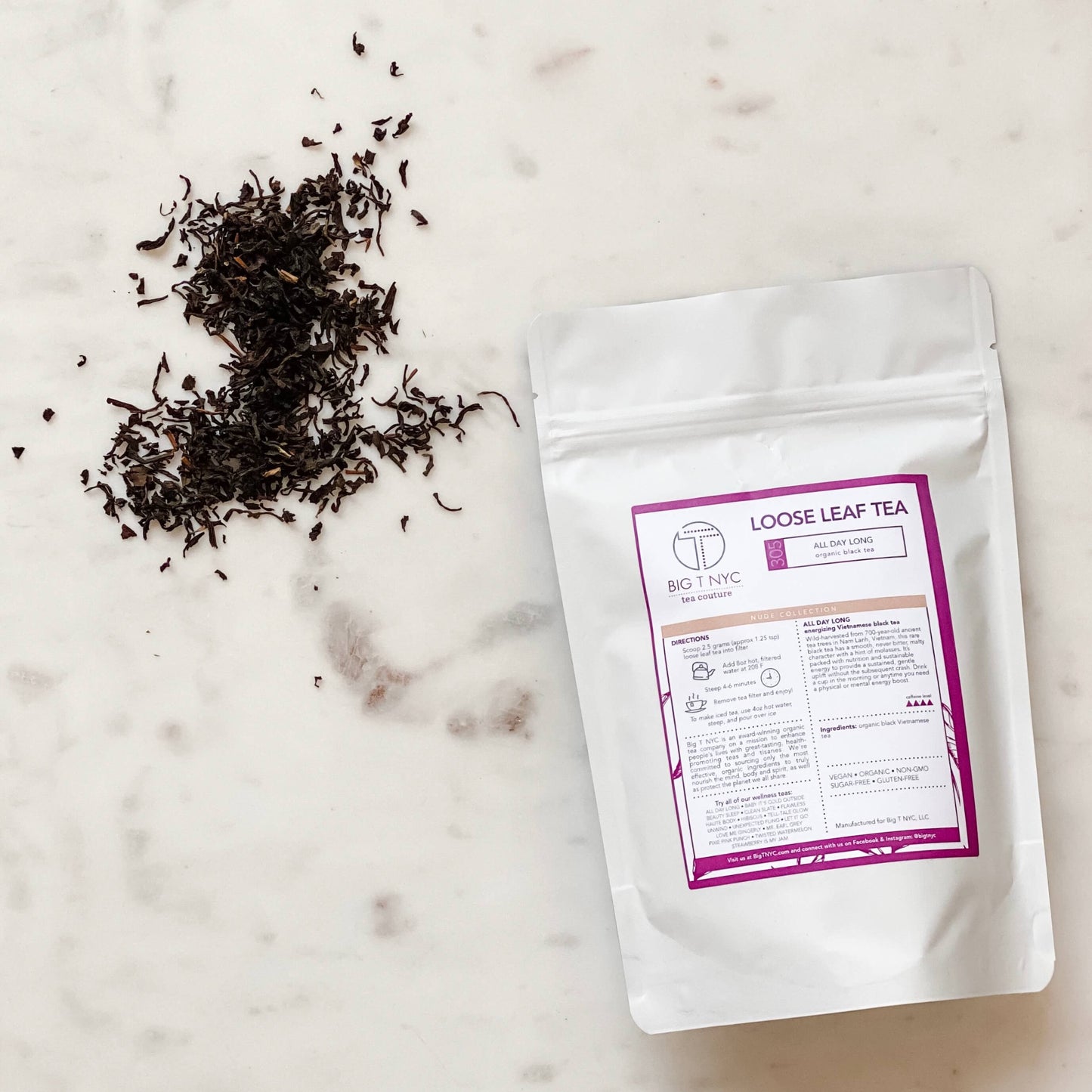 Organic Black Tea <BR> ALL NIGHT LONG <br> Energizing Tea, Loose Leaf, Big T NYC, Big T NYC