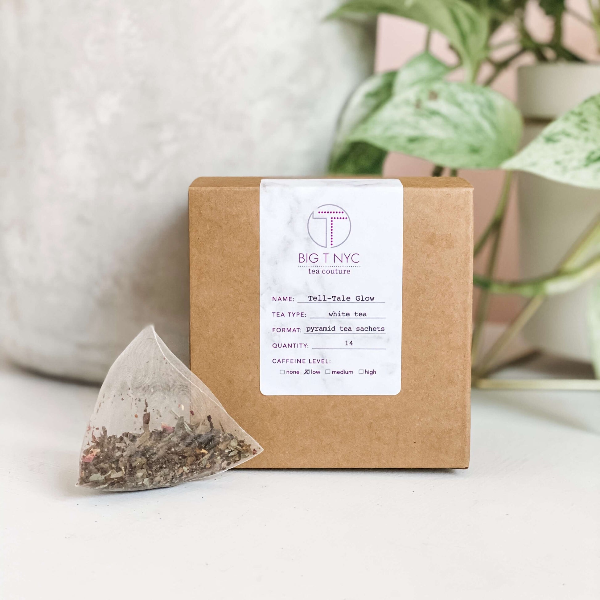 Organic White Tea <br> TELL-TALE GLOW <br> Tea Sachets, TEA SACHETS, Big T NYC, Big T NYC