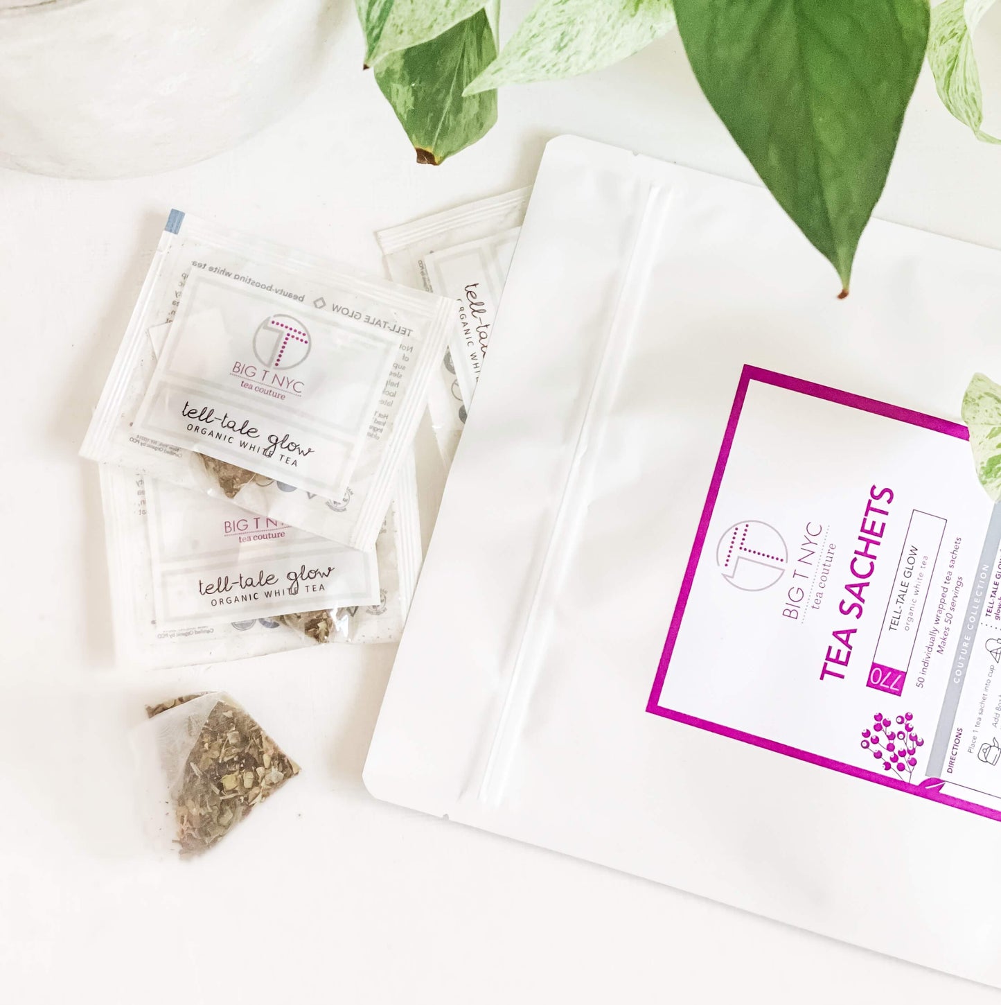 Organic White Tea <br> TELL-TALE GLOW <br> Tea Sachets, TEA SACHETS, Big T NYC, Big T NYC